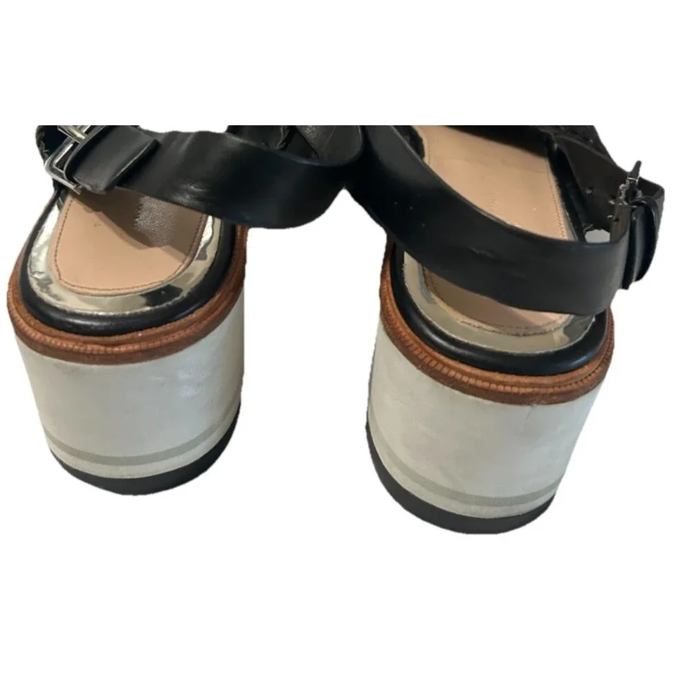 Zara Womens Black Braided Woven Platform Slingback Sandals Eu 40 / US 9